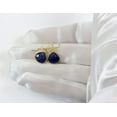 thumbnail image 4 of 14k Yellow Gold Lapis Lazuli Earrings Heart Teardrop Goldtone Bezel Faceted Small Dainty Classic Simple Designed for Adult Women, 4 of 5
