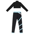 thumbnail image 4 of Yeahdor Kids Girls Long Sleeve Crop Top with Color Block Leggings Active Set Skating Workout Sports Suit, 4 of 7