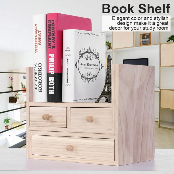 Knifun Adjustable Wooden Personalized Desktop Bookcase Book Shelf