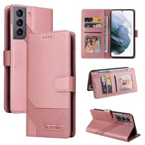 Case for Samsung Galaxy S21 FE 5G 6.4 inch 2021,Leather Card Holder Cash Pocket Flip Stand Magnetic Closure Wallet Protective Case For Samsung Galaxy S21 FE,Rosegold