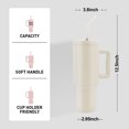 thumbnail image 2 of DAKIMOE 40 oz Tumbler Stainless Steel Vacuum Insulated Water Bottle with Handle and Straw Lid for Water Iced Tea or Coffee Smoothie, Reusable Insulated Cup for Travel Mug Cupholder, Almond Birch, 2 of 7