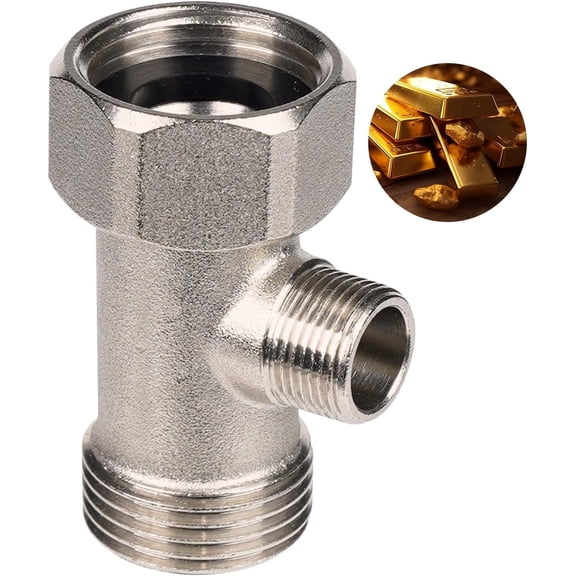 TAVENE 3 Way Tee Connector Bidet Attachment for Toilet, Bidet T Adapter, Metal T Valve for Bidet(7/8” x 7/8” x 3/8”) or (15/16" x 15/16" x 9/16")
