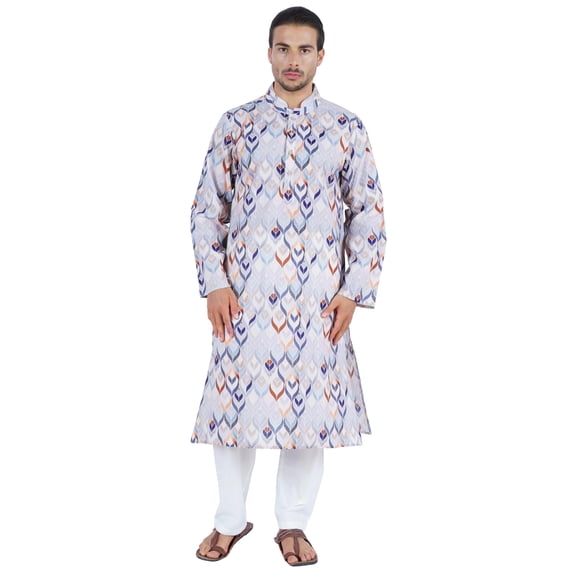 Atasi Ethnic Long Sleeves Kurta For Men’s Printed Chinese Collar Mens Party Wear