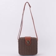Zhuge Women's Woven Shoulder Bag Woven Tote Bag and Cosmetic Bag,Summer Beach Weaving Chic Woven Tote Handbags Shoulder Bags 7.08*2.75*6.29inch (Dark Khaki)