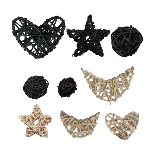 9 Uds bolas de ratán colgantes de corazones y estrellas BLESIY