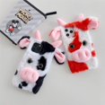 thumbnail image 3 of 3D Cute for iPhone 13 Case Plush Furry Fuzzy for Women Fuzzy Fluffy Cartoon Cow Fur Hair Girly Protection Cover for iPhone 13 Phone Case Black, 3 of 7