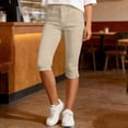 thumbnail image 5 of Cutuoiiu Women Fashion Button Closure Solid Color Mid Rise Slim Fit Capri Pants with Side Vent and Pockets Casual Stretch Trousers Gifts, 5 of 9