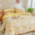 thumbnail image 4 of Move Over Yellow Flowers Bedding Sets Twin Pom Poms Floral Pattern Microfiber Lucky Colver Duvet Cover Set No Filling, 4 of 7