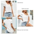 thumbnail image 5 of Slatcetga Ruffle Sleeve Blouse V Neck Pure Color Loose Fit Casual Women Short Sleeve Top for Summer White XL, 5 of 6