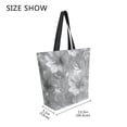thumbnail image 4 of Open Top Canvas Tote Bag with Zipper Reusable Shopping Bag 13.5x15" Roomy Carryall Silver Metal Flower Pattern, 4 of 9