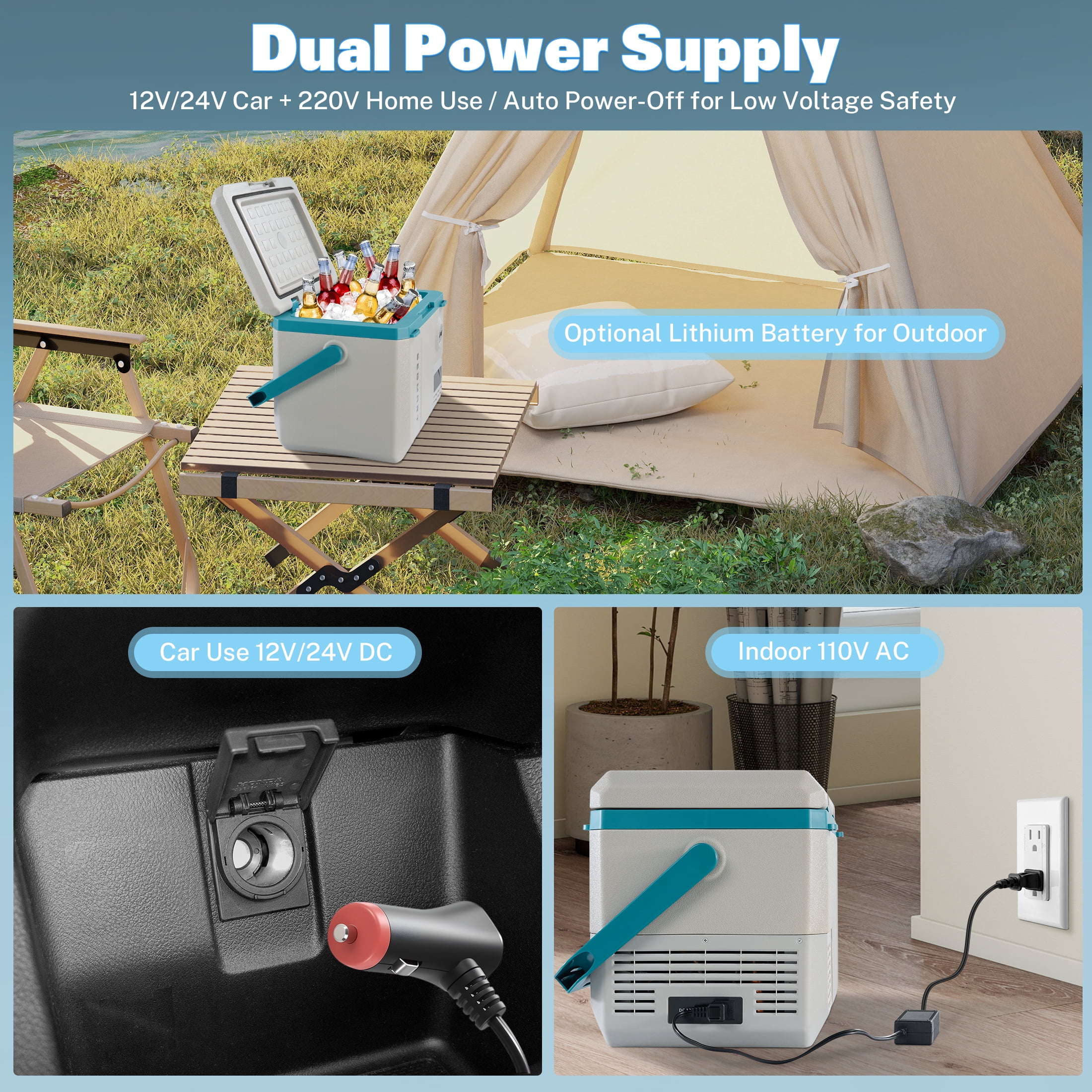 20QT 12 Volt Electric Car Refrigerator, SHINPT Portable Car Refrigerator with APP Control, Cooler and Freezer Small Refrigerator for Trunk, Jeep, SUV, 12V Car Travel Refrigerator DC/AC