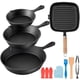 thumbnail image 1 of 8 PCS Sartenes de Hierro Fundido, Cast Iron Skillet con 3 Asas Aisladas, Sartén Cuadrada para Parrilla, Cacerolas Antiadherentes con Cepillo de Silicona, Espátula de Madera, Guantes de Horno y Pinzas, 1 of 6