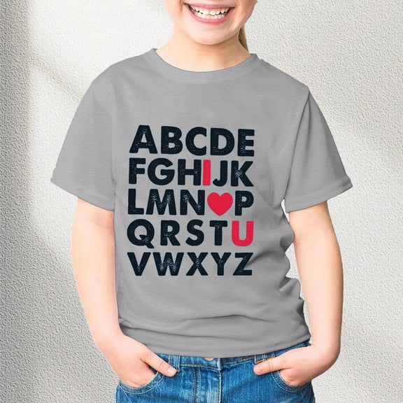 Kids Girls T Shirts Letter Short Sleeve Shirts For Girls Loose Soft Summer Shirts For Teens Girls Tops 8-9 Years Cute Girl Clothing