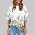 thumbnail image 2 of Fancifize Women Plus Size Short Sleeve Shirts Floral Print Casual Summer Tunic Tops Oversized Crew Neck Loose Tshirts S-5XL, 2 of 7