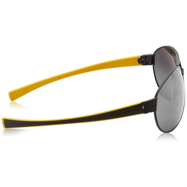 TAG Heuer LRS 0253 111 Black / Yellow 62mm Polarized Grey Lens Aviator  Sunglasses 