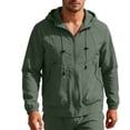 thumbnail image 2 of Aobny Plain Mens Shirt Waterproof Sun Shirt Tees Hooded Big & Tall Long Sleeve Mens T Shirts,Green,L, 2 of 9