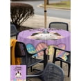 thumbnail image 4 of Purple Easter Outdoor Tablecloth - 54x54 Inch Square Dining Table Cover, Spring Cartoon Bunny Colorful Eggs Wood Grain Waterproof Outdoor Table Cloth with Umbrella Hole & Zipper for Picnic/Patio, 4 of 7