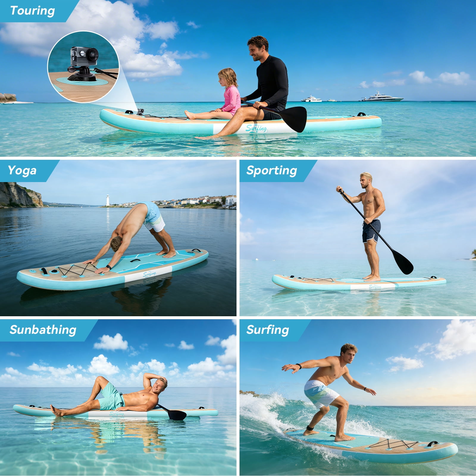 ELECWISH Inflatable Stand up Paddle Boards 11 ft with Premium SUP Paddle Board Accessories, Wide Stable Design, Non-Slip Comfort Deck for Youth & Adults