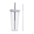 thumbnail image 1 of Boba Cup With Straw Smoothie Drinks Gradient Multicolor 23.5oz Double Layer With Cleaning Brush, 1 of 8