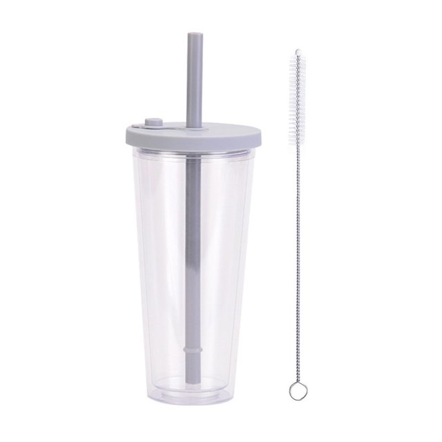 Boba Cup With Straw Smoothie Drinks Gradient Multicolor 23.5oz Double Layer With Cleaning Brush
