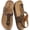 Brown, variant on Leather Thong Cork Sandals for Men & Women, Water-Resistant Flip Flops with Cork Footbed & Memory Foam, Adjustable Double Buckle Open Toe Summer Slides