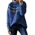 thumbnail image 2 of IMENGL Knitted isle print retro sweater, Blue 2XL, Size M-5XL, 2 of 4