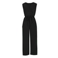 thumbnail image 3 of Wyobmus Women's Sleeveless Jumpsuits Solid Color Waiste Tie V Neck Rompers Party Club Night Outfits Black, 3 of 5