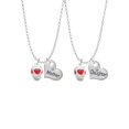 thumbnail image 1 of Delight Jewelry Silvertone Red Heart Spinner Mother & Daughter Heart Necklaces (Set of 2), 19"+2", 1 of 4