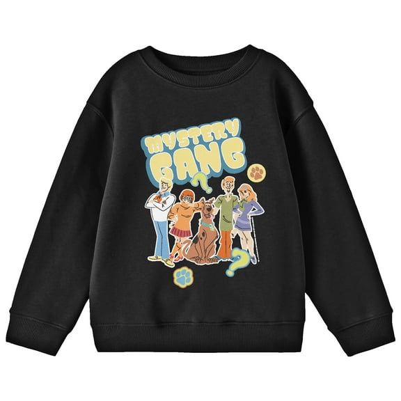Scooby Doo Mystery Gang Youth Black Crew Neck Sweatshirt-Medium