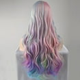thumbnail image 5 of RightOn Long Curly Rainbow Wig Multi-Color Charming Full Wigs for Cosplay Girls Party or Daily Use Wig Cap Included (Colorful), 5 of 6