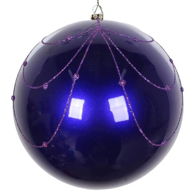 Vickerman MT194766D Rideau Ornement 6 Po. Paillettes Bonbon Violet - 3 par Sac