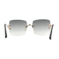 thumbnail image 2 of Womens Rimless Rectangle 90s Designer Sunglasses Gold Smoke, 2 of 4
