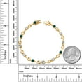 thumbnail image 3 of 18K Yellow Gold Plated Silver Simulated Green Opal and White Moissanite and White Lab Grown Diamond Bracelet for Women (2.19 Cttw, Gemstone October Birthstone, Round Cabochon 4MM, 7.5 inch), 3 of 3
