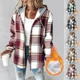 thumbnail image 7 of nerohusy 2025 Womens Plaid Jacket - Fuzzy Warm Long Sleeve Shacket No Chest Pocket Fleece Lined Hooded Oversized Coat Hot Pink,L, 7 of 7
