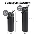 thumbnail image 3 of Hawsaiy 18oz Insulated Stainless Steel Water Bottle with Straw, Leak-Proof, BPA-Free, Keeps Cold 24h/Hot 12h, Black(4 Pcs）, 3 of 9