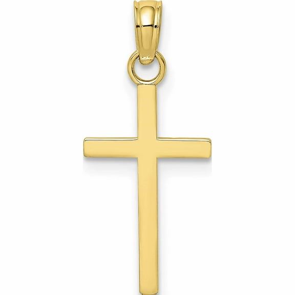 10K Yellow Gold Polished Small Cross Charm (21.5 X 10) Made In United States -Jewelry By Sweet Pea