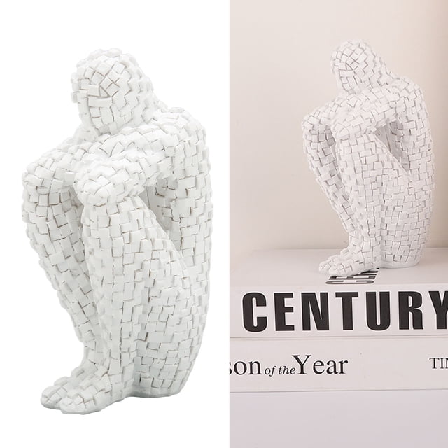 Mosaic Man Figurine, Resin Exquisite White Eye Catching Mosaic Sculpture For Bedroom