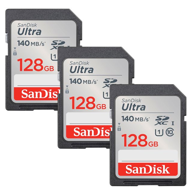 Tarjeta de memoria Sandisk Ultra 128GB SDXC UHS-I Class 10 (paquete de 3)