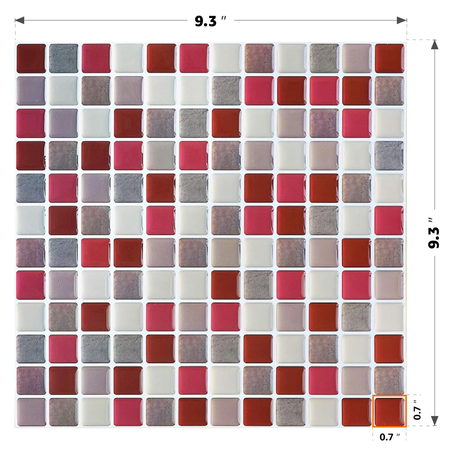 3d Mosaic Tile Sticker Removable Wallpaper Red  Self Adhesive Wall Tiles Bathroom For Kitchen Backsplash Pvc Square Decorative Vinyl Decals 4 Sheets