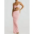 thumbnail image 3 of Women'S 2 Piece Sets Summer Beach Sexy- Ruched Backless - Top and Cut Out Skirt Night Out Dress Pink L, 3 of 5