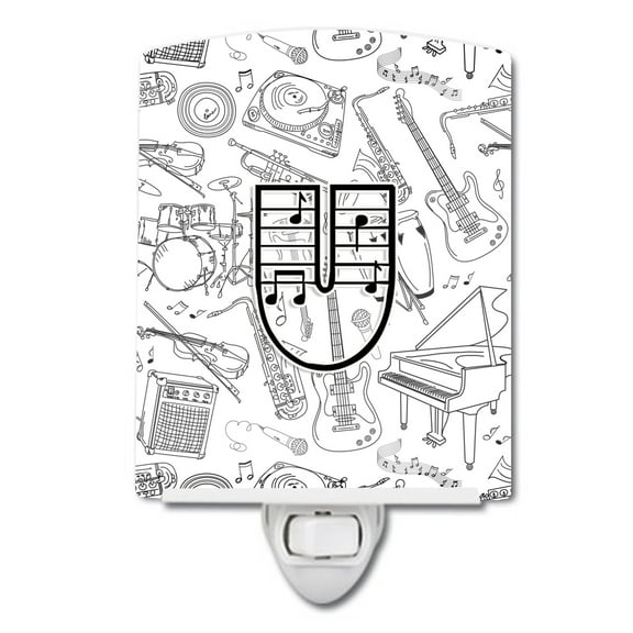 Letter U Musical Note Letters Ceramic Night Light