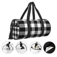 thumbnail image 4 of Rocae White And Black Plaid Print Round Travel Duffel Bag and Fitness Bag, Women's Waterproof Weekend Tote, Men's Travel and Fitness Essentials, 4 of 8