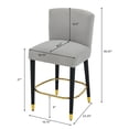 thumbnail image 4 of GDF Studio Modern Tufted Counter Height Bar Stools with Gold Footrests and Black Solid Wood Legs, Set of 2, Grey, 4 of 11
