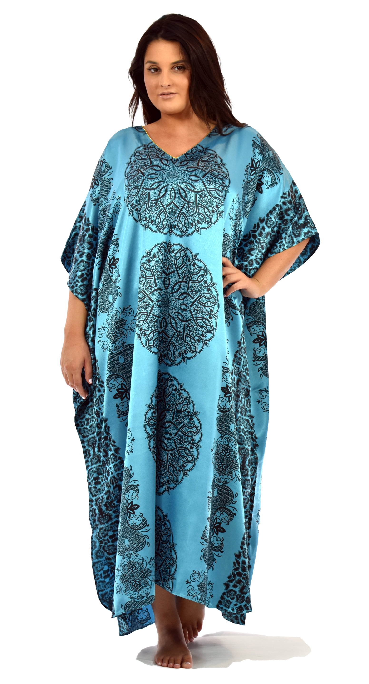 Maxi Dress Blue Caftan Tiger Design Soft Cotton Kaftan Handmade Kaftan Nightwear Dress Women's Clothing