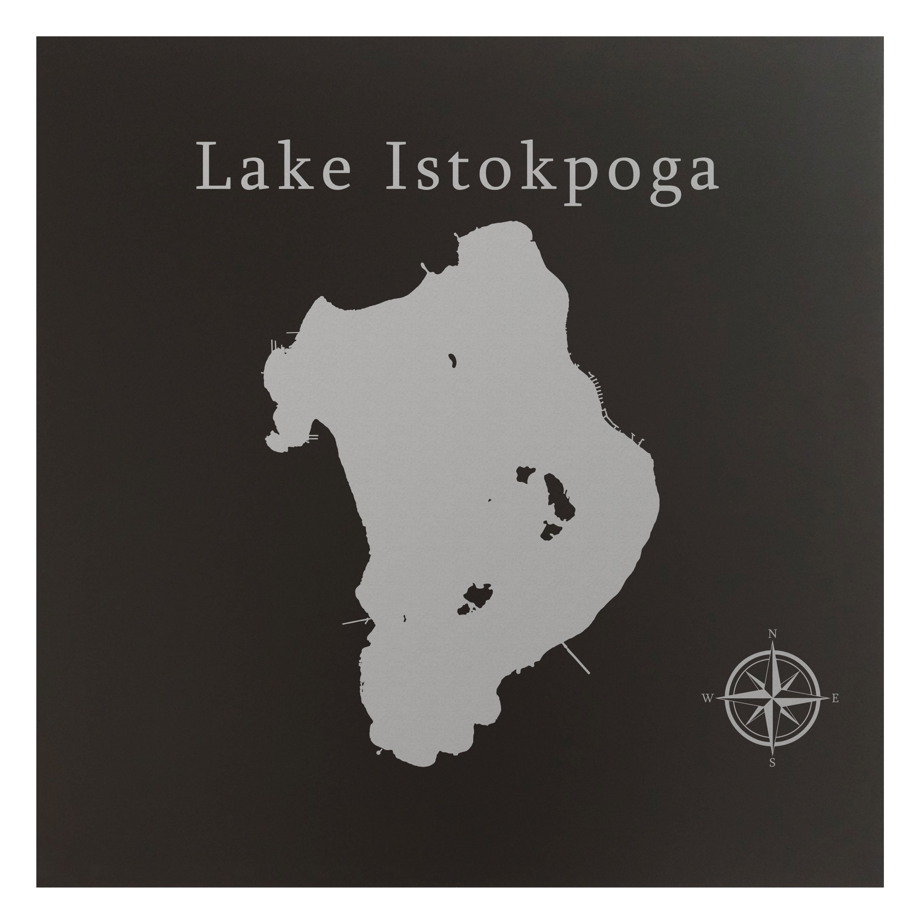 Lake Istokpoga Map 12x12" Black Metal Wall Art Office Decor Gift ...