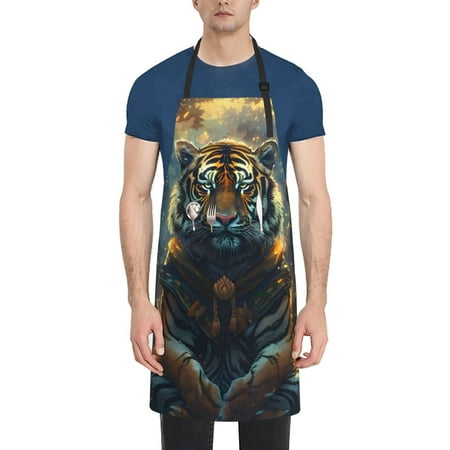 

Coaee Forest Meditating Tiger for Waterproof Apron for Unisex Adult with Adjustable Bib Apron