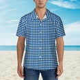 thumbnail image 4 of Fotbe Blue Gingham Hawaiian Shirt For Men Unisex Summer Beach Casual Short Sleeve Cotton Linen Button Down Shirts-Medium, 4 of 9