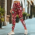 thumbnail image 4 of Renewold Snowman Reindeer Candy Tree Red Yoga Leggings for Women with Pockets Trendy Running Yoga Pants High Waisted Tummy Control Graphic Pants Tights for Cycling Yoga Sports, M, 4 of 8