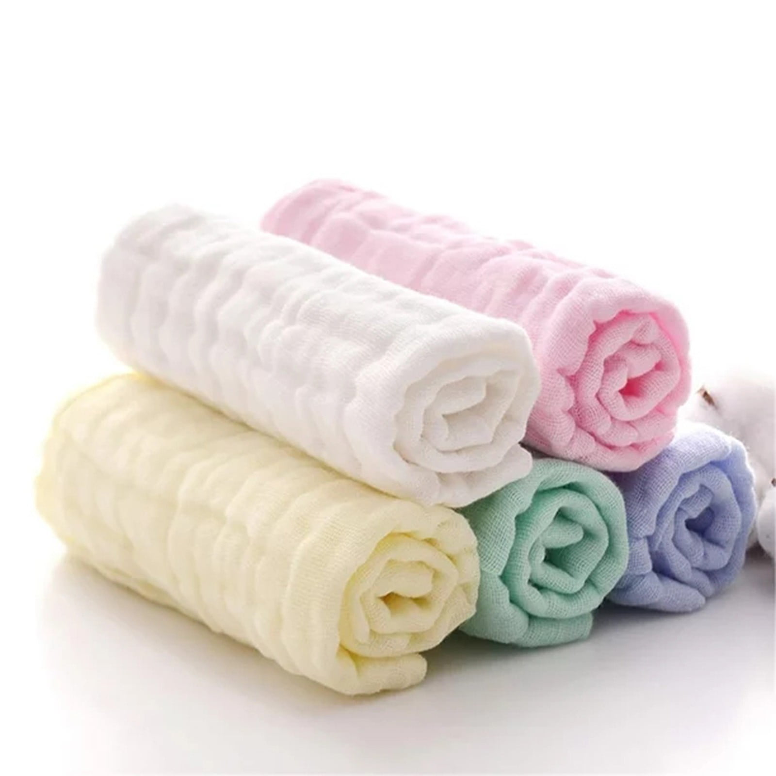 Baby Washcloths - Natural Cotton Baby Wipes - Soft Face Towel and Washcloth for Sensitive Skin, Registry as Shower, 5 Pack 11.81x11. inches