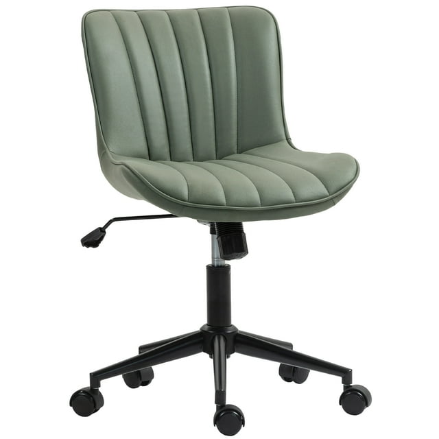 HOMCOM Armless Office Desk Chair, 360° Swivel Computer Chair, Dark Green